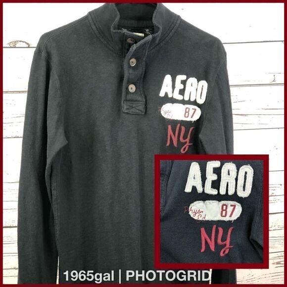 Aeropostale AERO 87 NY Black Small Pullover 121726 - Picture 1 of 6